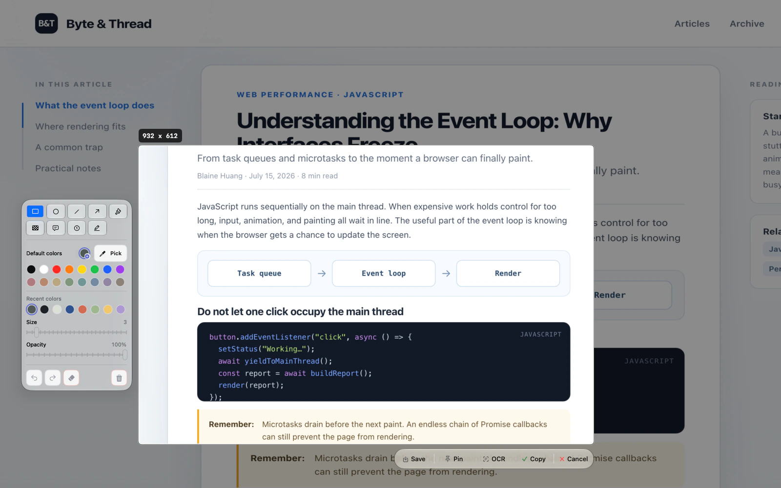 Shotlane annotation overlay with tools and completion actions